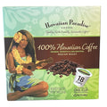 Hawaiian Paradise Coffee 100% Hawaiian Coffee Single Serve Cups- 18 Count- Medium Roast Made in Hawaii - Compatible with Keurig