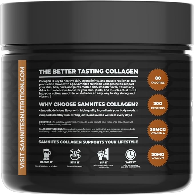 Collagen Powder Caramel Machiato Flavor 20g Protein Natural Ingredients Gluten Free No Artificial Colors Supports Skin Hair Joints