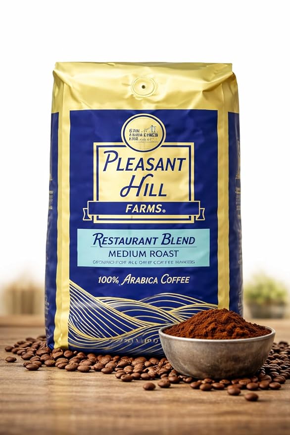 Pleasant Hill Farms Arabica Coffee Ground Full City Roast 100% Arabica Kosher Certified 5 lb Bag – Rich &amp Smooth Flavor
