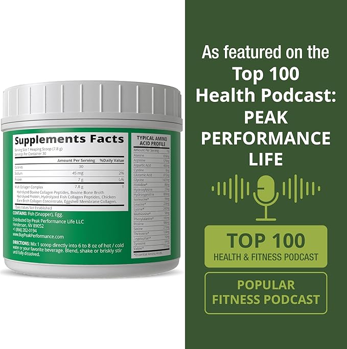 Peak Performance All 5 Multi-Collagen Protein Powder Peptides Multi-Collagen Contains All Types I II IIIV X. Keto Paleo Friendly with Hydrolyzed Bovine Marine Chicken Bone Broth Collagens