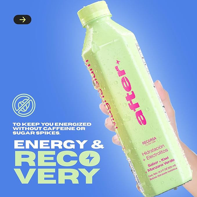 AFTER Electrolyte Drink Kiwi &amp Green Apple Flavor Electrolytes Hydration Drink 12 Pack 16.9 fl oz Bottles