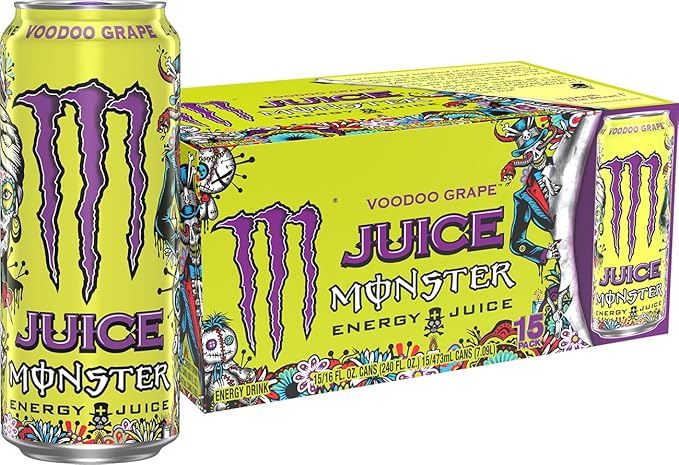 Monster Energy Juice Voodoo Grape Energy + Juice Energy Drink 16 Ounce (Pack of 15)