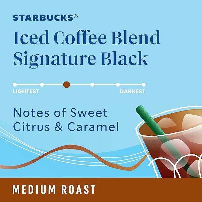 Starbucks K-Cup Coffee Pods Medium Roast Iced Coffee Blend Signature Black for Keurig Brewers 100% Arabica 6 Boxes (60 Pods Total)