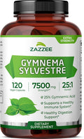 Zazzee USDA Organic Gymnema Sylvestre 25:1 Extract 25% Gymnemic Acid 120 Vegan Capsules 4 Month Supply All-Natural Botanical Support Concentrated 25X Extract Non-GMO Made in the USA
