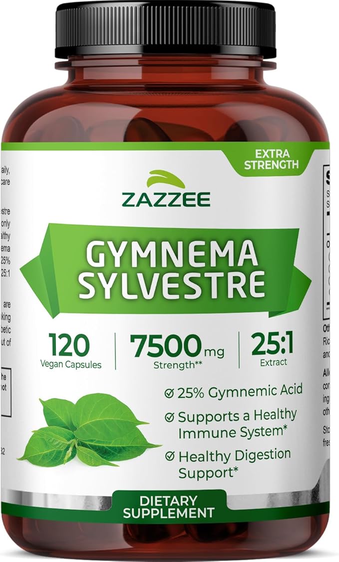 Zazzee USDA Organic Gymnema Sylvestre 25:1 Extract 25% Gymnemic Acid 120 Vegan Capsules 4 Month Supply All-Natural Botanical Support Concentrated 25X Extract Non-GMO Made in the USA