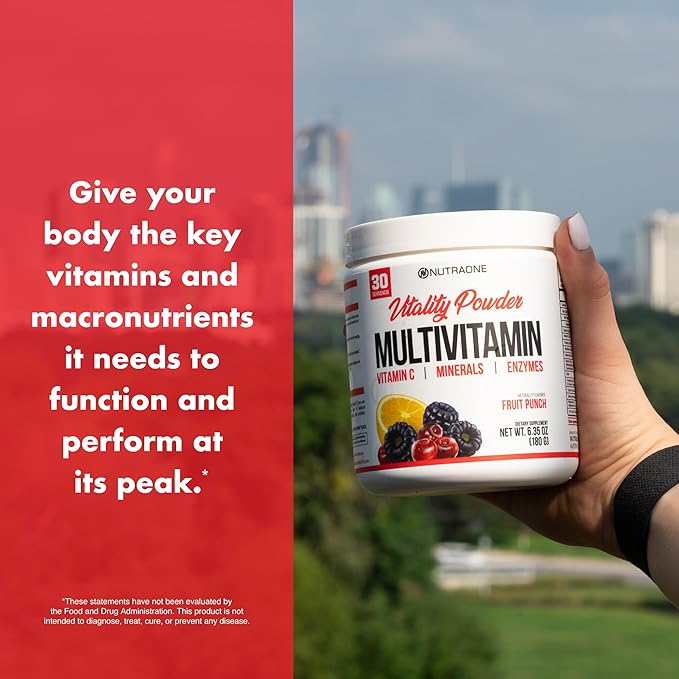 NutraOne Vitality Vitamin Powder Powdered Vitamin and Mineral Supplement (Fruit Punch - 30 Servings)