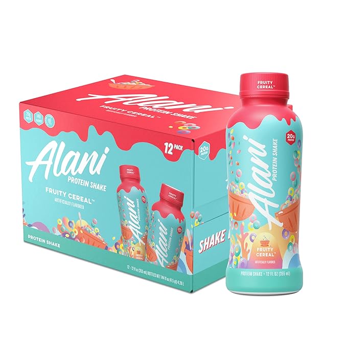 Alani Nu Protein Shake Ready to Drink Naturally Flavored Gluten Free Only 140 Calories with 20g Protein per 12 Fl Oz bottle (Fruity Cereal 12 Pack) 1