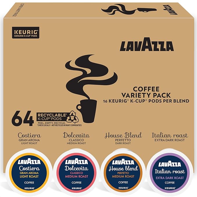 Lavazza Coffee Variety Pack Keurig Single-Serve K-Cup Pods 64 Count