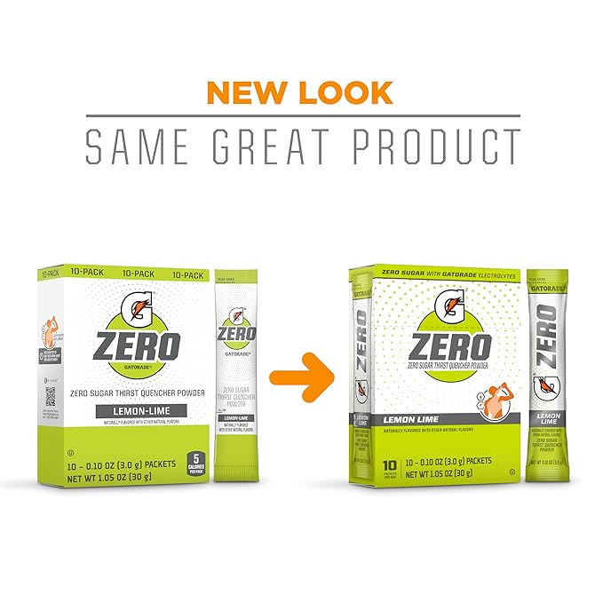 Gatorade G Zero Sports Drink Mix Powder Packets Lemon Lime Electrolyte Powder Drink Mix for Hydration Zero Sugar Total 120 Packets