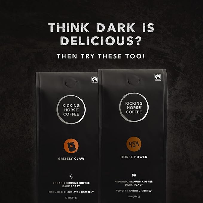 Kicking Horse Coffee Kick Ass Dark Roast Ground Certified Organic Fairtrade Kosher Black 284 g Pack of 6