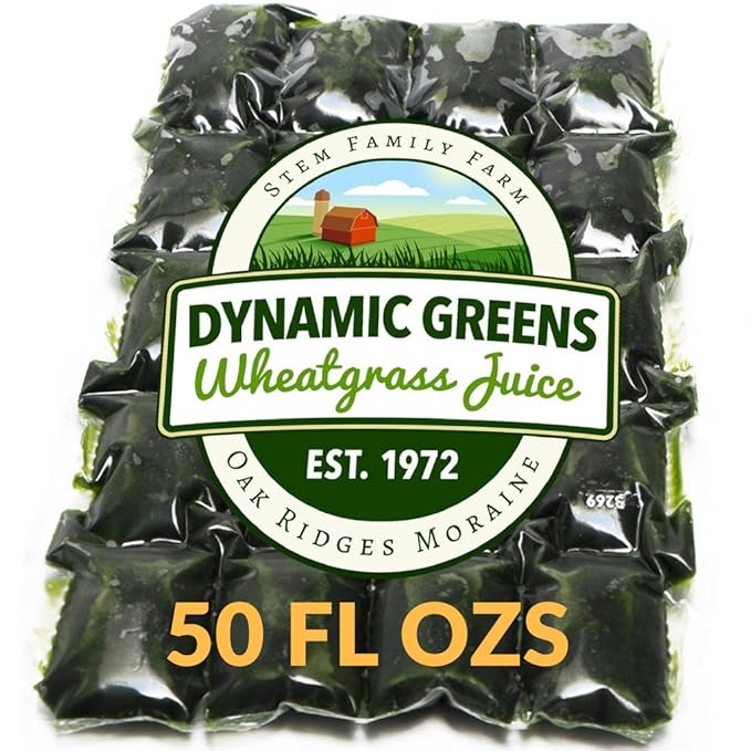 100% Wheatgrass Juice – Field-Grown Flash-Frozen Unpasteurized – 50 fl oz (100 x 0.5 fl oz Portions) – Dynamic Greens