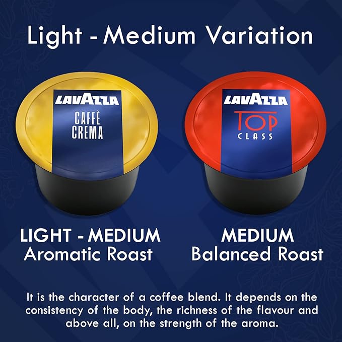 Lavazza Blue Coffee Capsules Variety Pack – 100 Count (50 Pods Each) – Includes Top Class &amp Caffè Crema Blends – Compatible with Lavazza LB Espresso Machines Only – Premium Italian Coffee