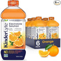 Kinderlyte Electrolyte Solution 2X Faster Hydration vs. Water Alone No Artificial Sweeteners or Flavors No Synthetic Dyes Orange for Kids and Adults 33.8 fl oz (Pack of 6)