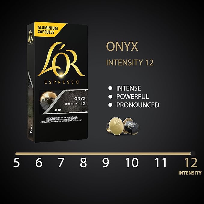 L'OR Espresso Capsules 50 Count Onyx Single-Serve Aluminum Coffee Capsules Compatible with the L'OR BARISTA System &amp *Nespresso Original Machines 50 Count (Pack of 5)