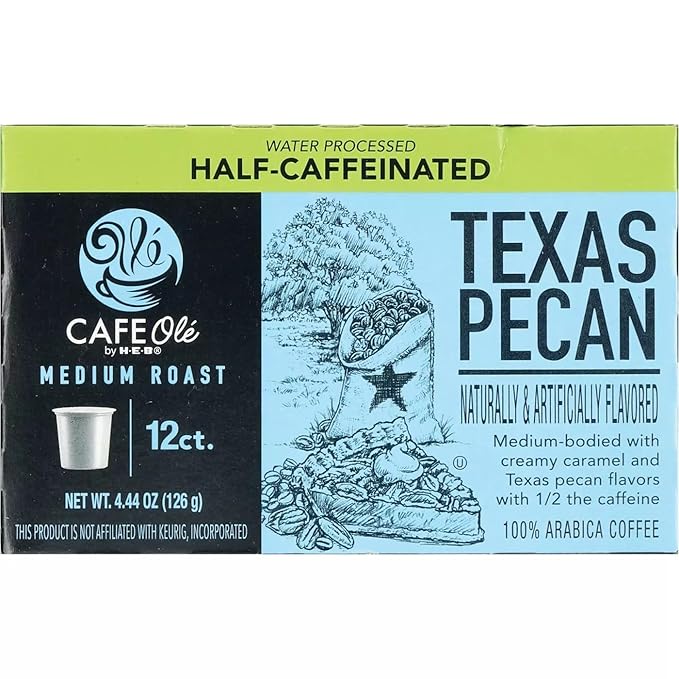 CAFE Olé by H‑E‑B Half Caffeinated Texas Pecan Medium Roast Single Serve Pods 12 ct 2 Boxes