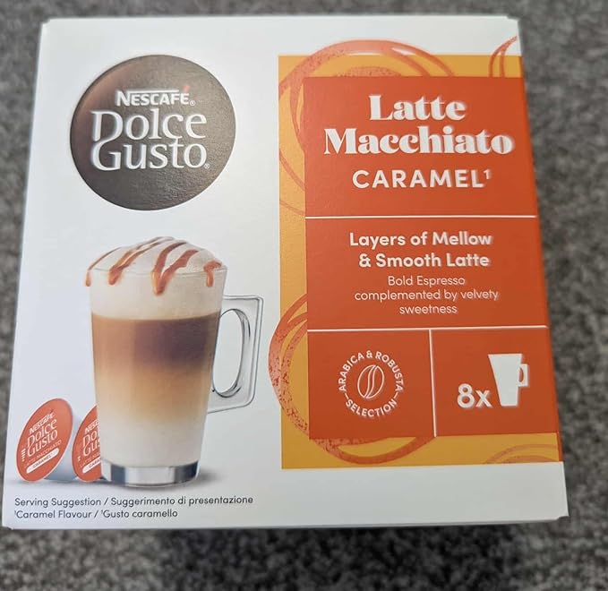 Nescafe Dolce Gusto Coffee Pods Caramel Macchiato 16 capsules Pack of 3