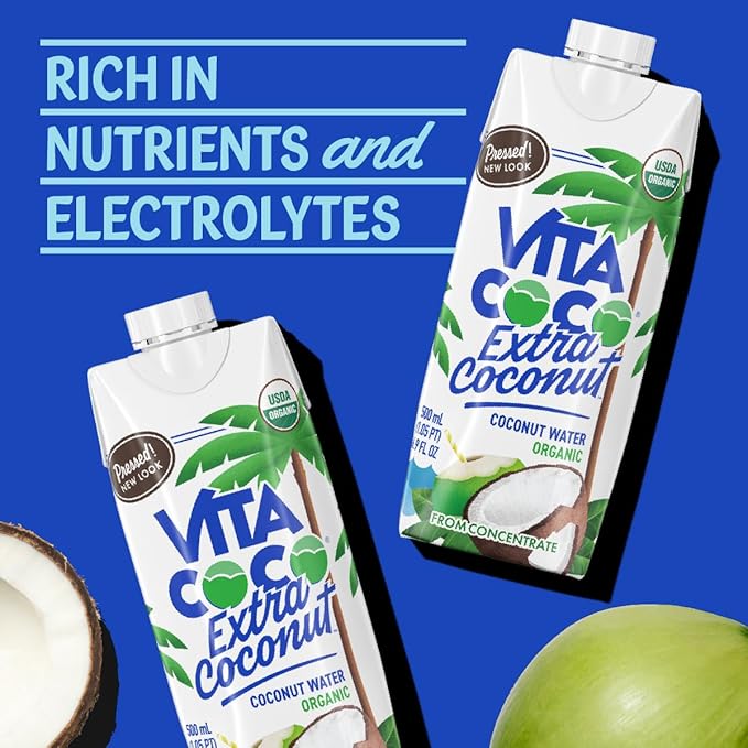 Vita Coco Organic Coconut Water Pressed More Coconutty Flavor Natural Electrolytes Vital Nutrients 16.9 Fl Oz (Pack of 12)