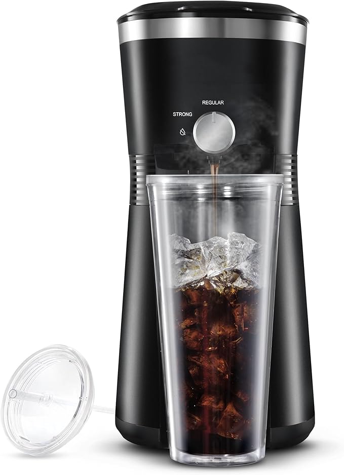 MaiyO Iced Coffee Maker with 25 fl oz. Reusable Tumbler Black