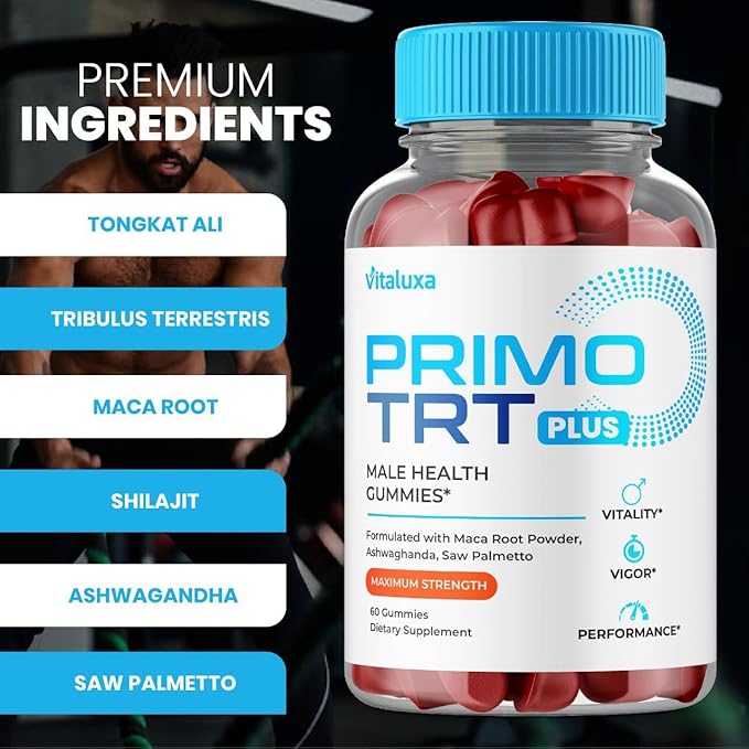 (2 Pack) Primo TRT Gummies Primo TRT Advanced Performance Blend Supplement PrimoTRT Try Prime Gomitas Maximum Strength for Males Support for Overall Health Wellness All Natural Ingredients (120 Ct)