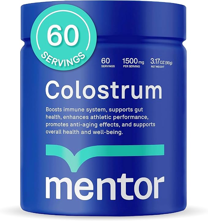 Mentor Colostrum Powder Supplement for Humans - Organic Bovine Colostrum Supplement for Gut Health Hair Growth Beauty and Immune Support - Colostrum Protein