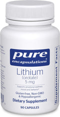 Pure Encapsulations Lithium Orotate 5 mg - Brain Support Supplement - with N-Acetyl-L-Cysteine (NAC) for Memory &amp Brain Behavior* - Gluten Free &amp Non-GMO - 90 Capsules