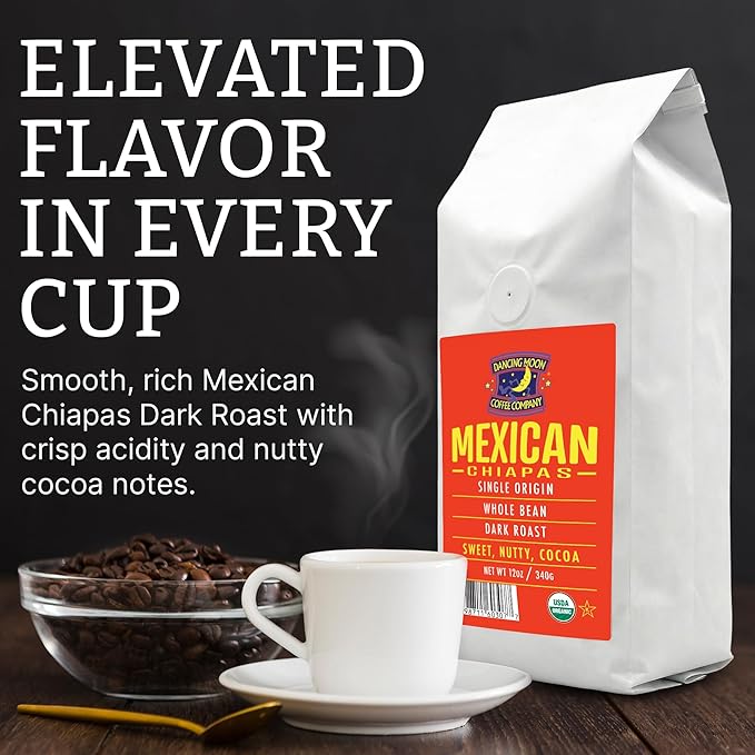 Dancing Moon Dark Roast Mexican Chiapas Organic Whole Bean Coffee (3-pack)