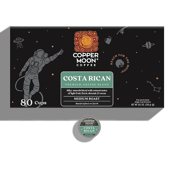 Copper Moon Single Serve Coffee Pods For Keurig K-Cup Brewers Medium Roast Costa Rican Blend 80 Count