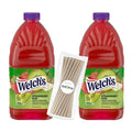 Welch's Juice Drink 96 fl oz Plastic Bottle 2 Pack + 15 Sugarcane Disposable Straws by Kool8shop Infinite Deals (2 Pack Strawberry Kiwi)