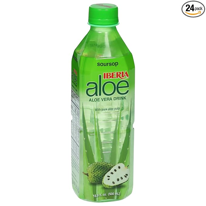 Iberia Aloe Vera Drink With Pure Aloe Pulp Soursop 16.9 Fl Oz (Pack of 24)