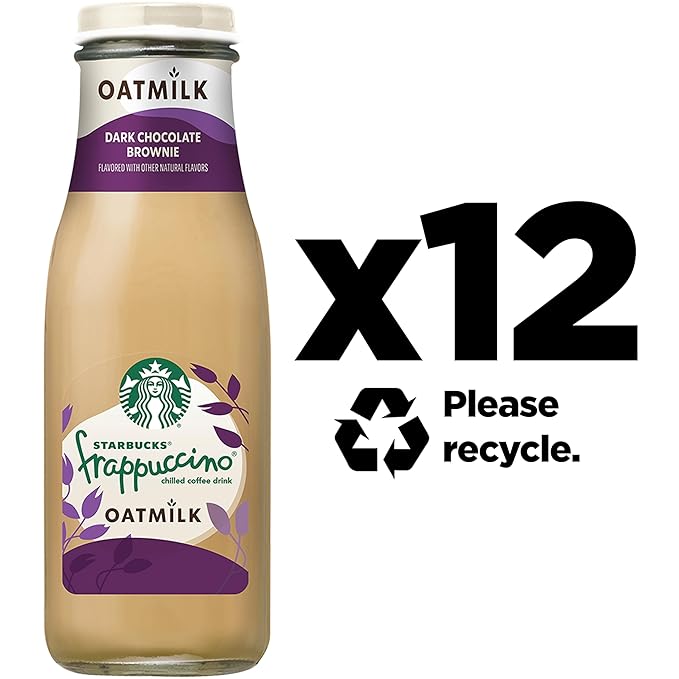 Starbucks Oatmilk Frappuccino Coffee Drink Dark Chocolate Brownie Oat Milk 13.7 fl oz Bottles Iced Coffee (Pack of 12)