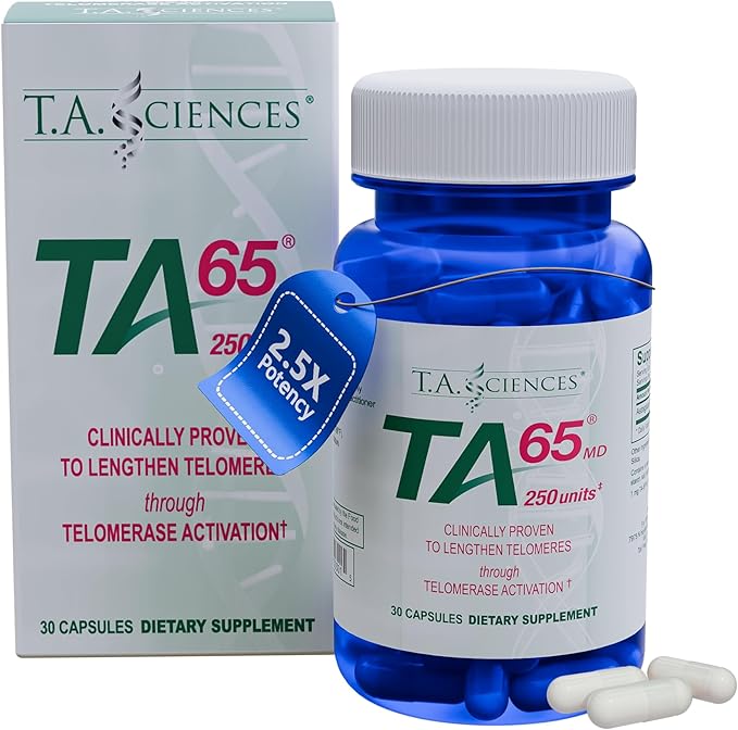 T.A. Sciences TA-65 Telomere Activation Supplement 2.5 Times Potency Telomerase 30 Capsules