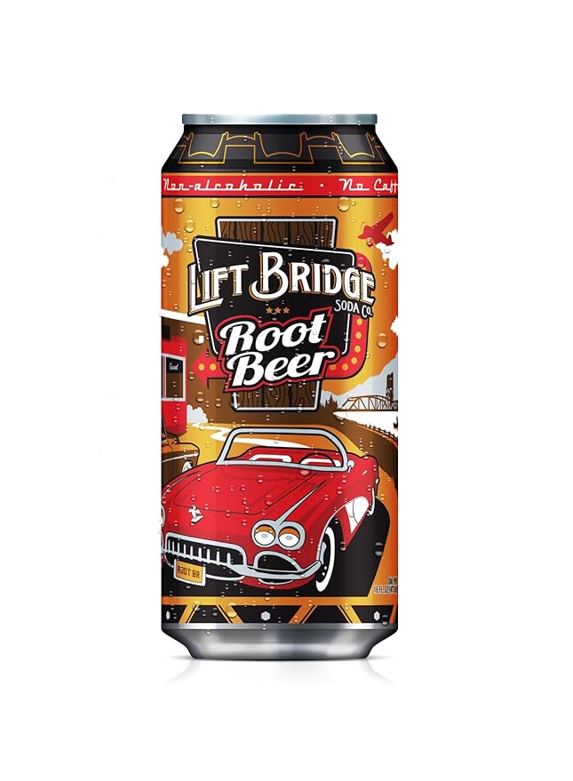 Lift Bridge Root Beer Real Cane Sugar Craft Soda Gluten-free Caffeine-free 12-Pack 16 oz cans