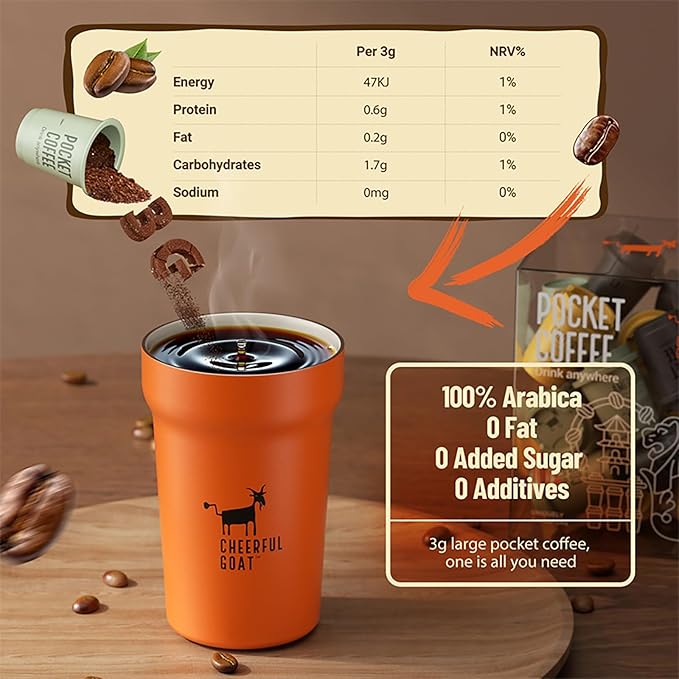 CheerfulGoat Instant Cold Brew Coffee – Speciality Javy Coffee Extract 100% Arabica Freeze-Dried No Sugar No Additives Low Acid Healthy for Iced &amp Hot Coffee Singapore Coffee 15 Servings