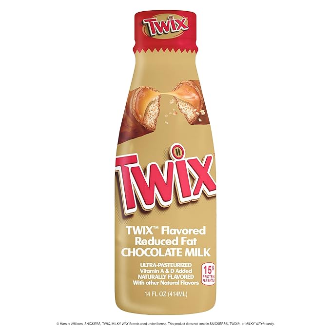 Twix™ Chocolate Milk - Packed with the flavors of crunchy cookie delicious caramel and creamy chocolate. Pack of 12 14 oz Bottles