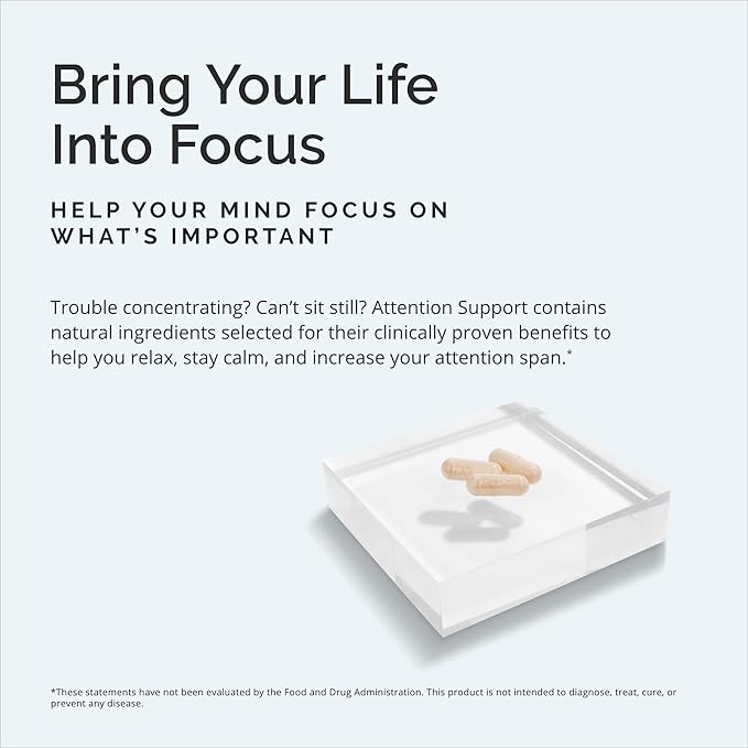 BRAINMD Dr Amen Attention Support - 90 Capsules Pack of 2 - Promotes Mental Focus &amp Impulse Control - Gluten Free - 60 Total Servings
