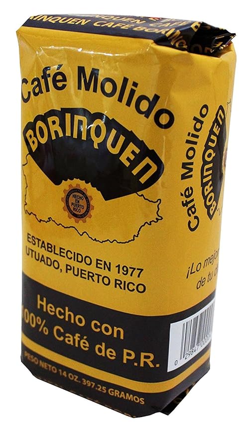 Cafe Molido Borinquen Pure Ground Coffee From Puerto Rico Mountains 14 Ounce Bags (2 Pack)