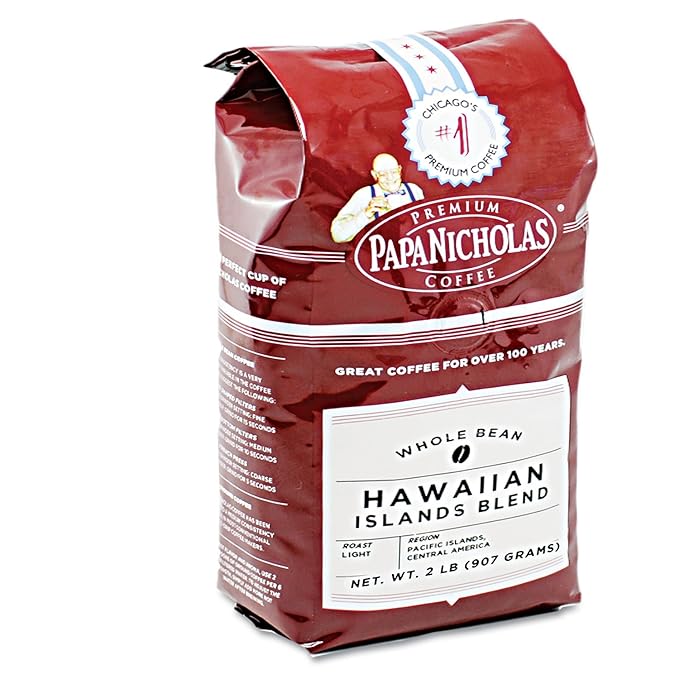 Papanicholas Coffee Whole Bean Coffee Hawaiian Islands Blend 28 Oz (Package may vary)
