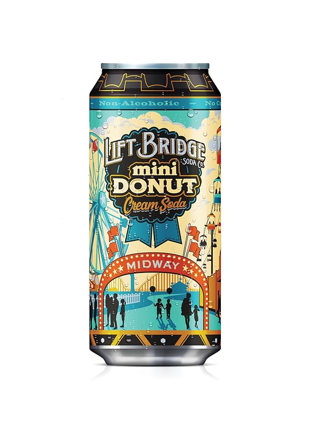 Lift Bridge Mini Donut Cream Soda Real Cane Sugar Craft Soda Gluten-Free Caffeine-free Vegan 12-Pack 16 oz Cans