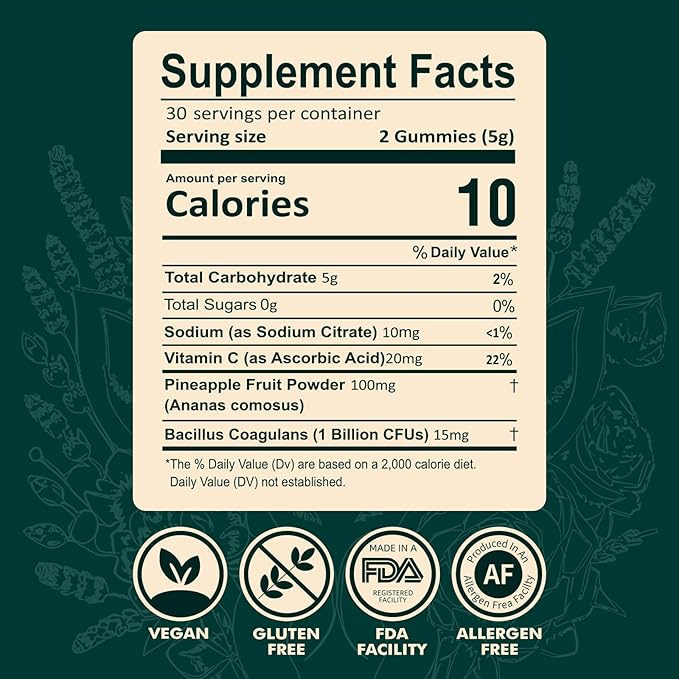 Probiotic Gummies for Women - Support for Feminine Wellness pH Balance Probiotic Formula Gluten-Free Vegan Tropical Pineapple Flavor 60 Gummies (30 Servings)