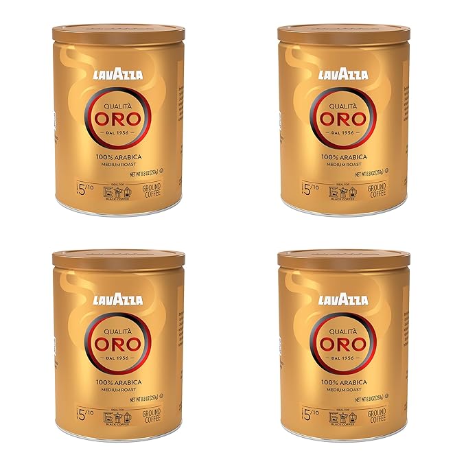 Lavazza Qualità Oro Ground Coffee Medium Roast 100% Arabica 8.8 oz Tin (Pack of 4)