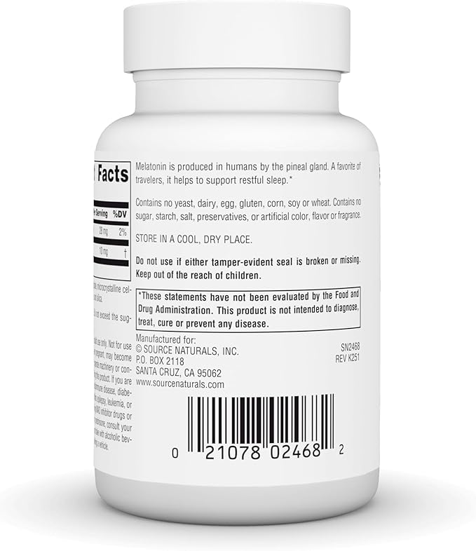 Source Naturals Sleep Science Melatonin Non-GMO Validated - Helps Promote Sleep* - 10 mg - 240 Vegan Tablets