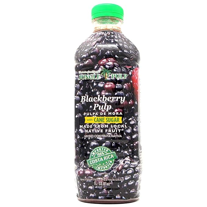 Jungle Pulp BLACKBERRY Puree Costa Rica Blend Topping Flavoring Better than Syrup for Cocktails Desserts Smoothies Ice Tea Jelly and Margaritas. 33.81 Ounce / 1 Liter