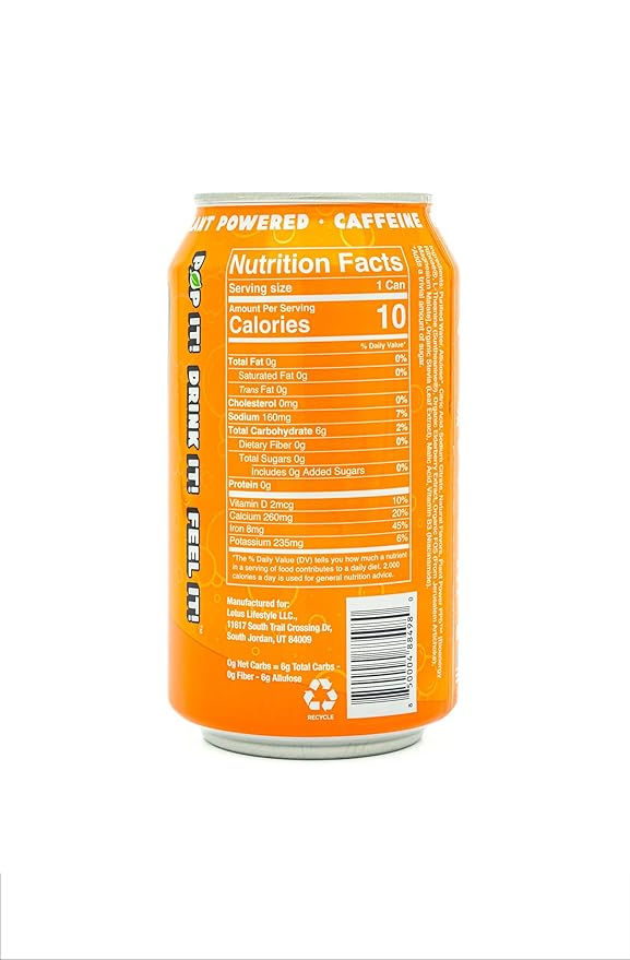 Plant Pop | Multifunctional Prebiotic Soda | Orange Mango | 10 Calories | Natural flavors | Made with Organic Plant-Based Ingredients | Caffeine Free | 12oz (12 pk) cans