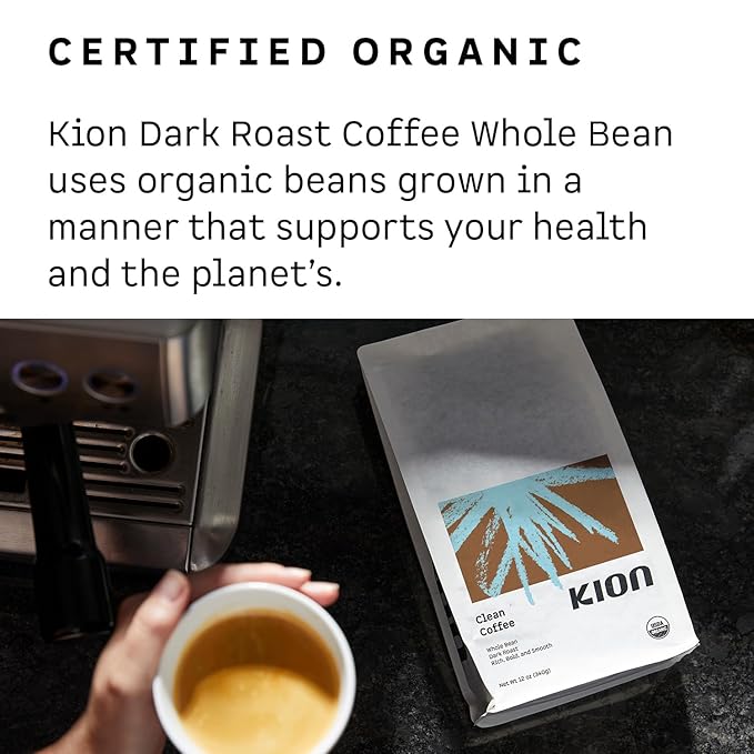 Kion Organic Ground Coffee | Best Tasting Purest Highest Antioxidant Healthiest Coffee | Dark Roast 12 Oz
