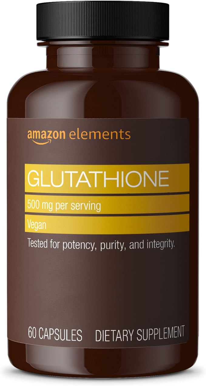 Amazon Elements Glutathione Vegan 500mg per Serving 60 Capsules