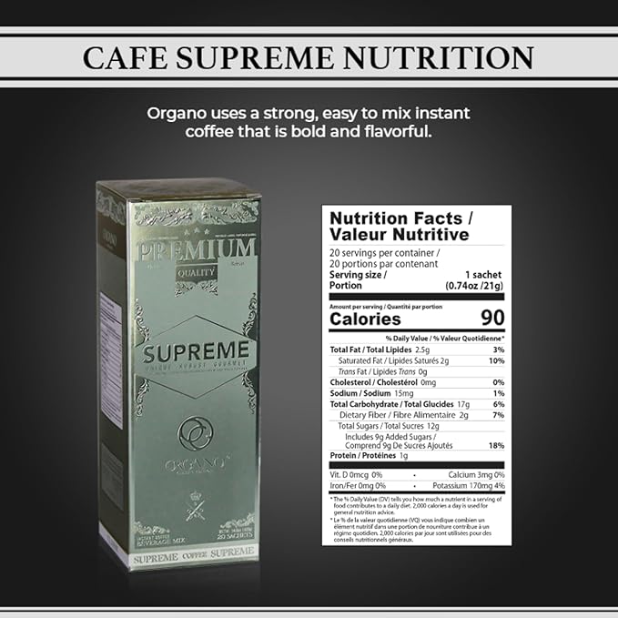 ORGANO 2 Boxes Cafe Supreme 100% Ganoderma Lucidum with Ginseng (40 Sachets)