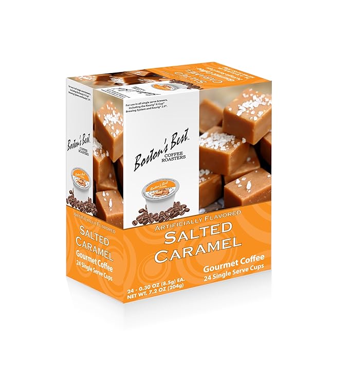 Boston’s Best Coffee -Salted Caramel Flavored Coffee Delicious Gourmet Coffee Compatible with Keurig® Coffee Maker 1 Count (24 Single Serve Medium Roast Coffee Cups)