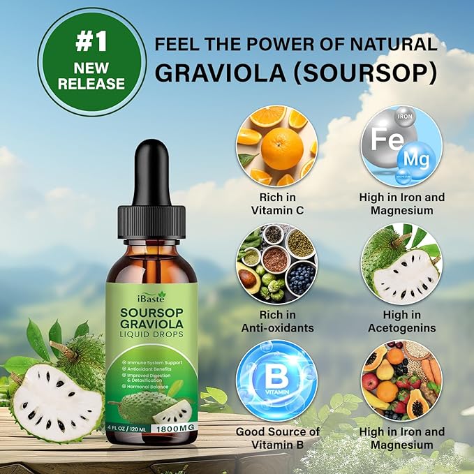 Soursop Bitters Liquid Organic Extract: Soursop Graviola Liquid Drop for Cell Support &amp Regeneration Immune System and Gut Health (2 Fl Oz)