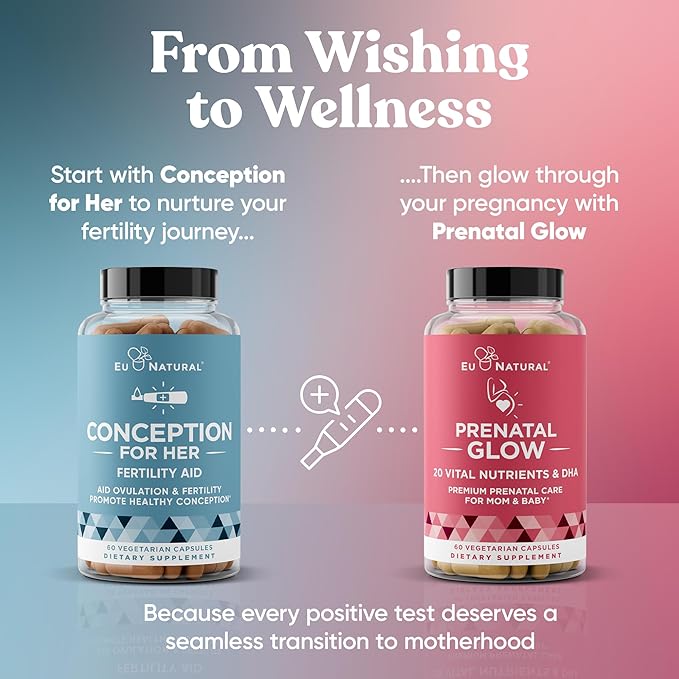 Eu Natural Conception for Her Fertility Supplements for Women - Ovulation Hormonal Balance &amp Regular Cycle Support - Myo-Inositol Folate Folic Acid &amp Vitex - 60 Vegetarian Capsules