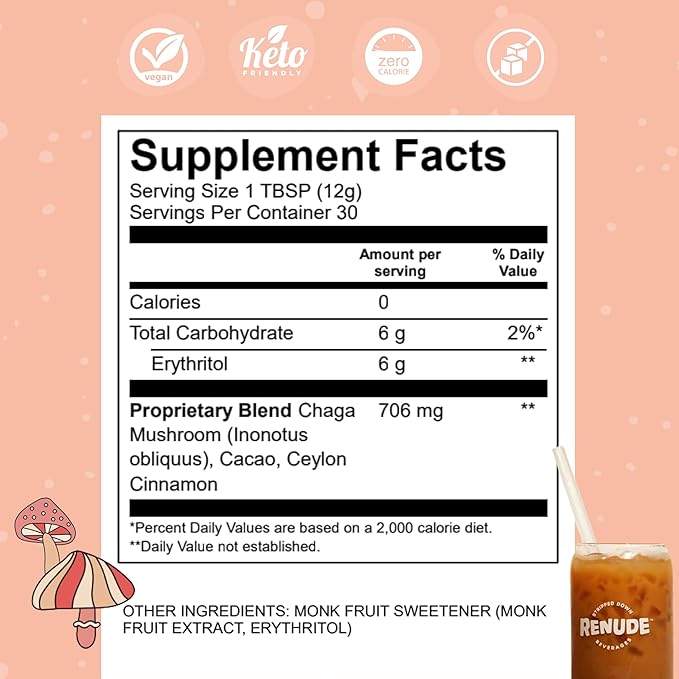 Renude Chaga Matcha and Chagaccino - Chaga Mushroom Powder for Coffee and Matcha Mushroom Drink Mix with Adaptogens Natural Energy and Immune Support Vegan Keto - 15 Servings Each